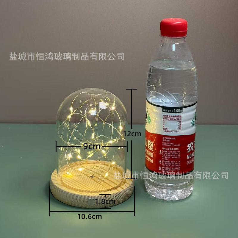 海胆永生花干花侧面触摸开关玻璃罩子底座带灯展示盒手办创意|undefined