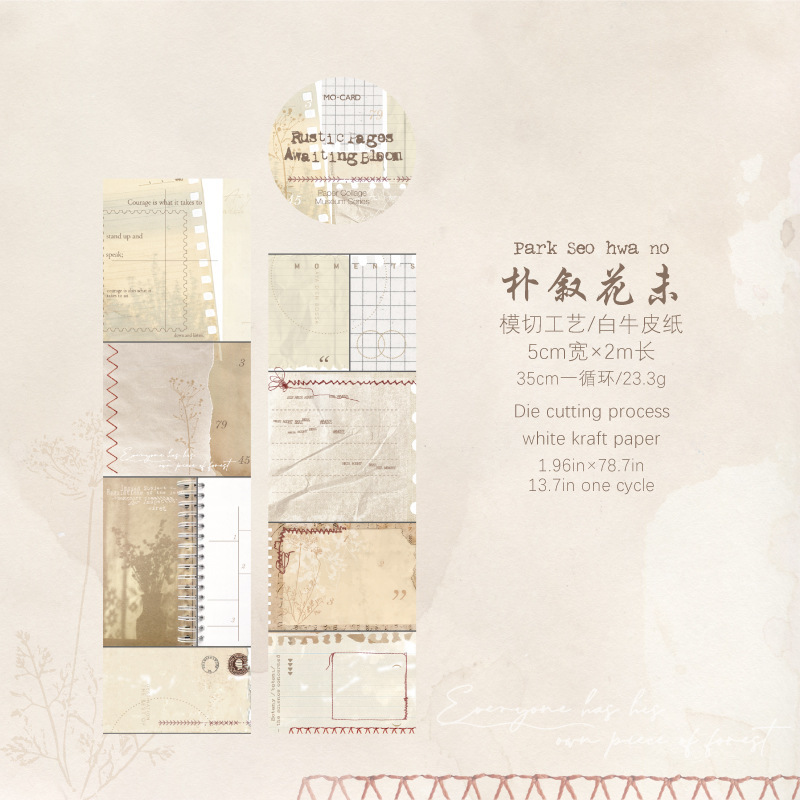Mo tinta cinta adhesiva entre la serie de collage de papel retro puede escribir la matriz cortada a mano material decorativo 6 selecciones de collage