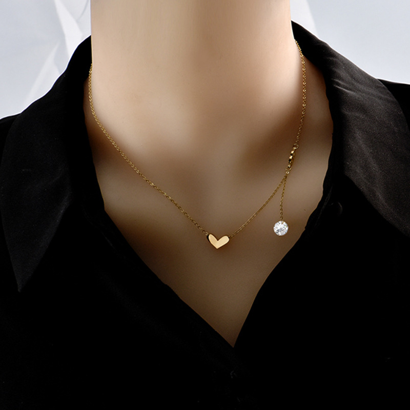 fashion simple titanium steel necklace heart-shaped pendant necklace