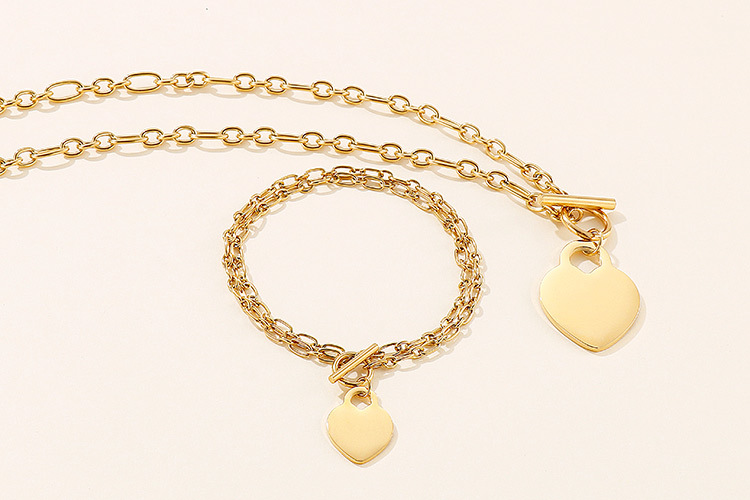30g Weight PVD Coated Gold Plating Process 18K Real Gold Plated Plating Material Wedding, Travel Occasion 304 Stainless Steel Material Heart Pattern Women'S Gender Fashion Style Waterproof Non Tarnish Craft PVD Coated 18K Gold Plated Heart Titanium Steel Fashion Waterproof Non Tarnish 3