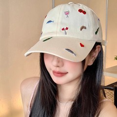夏用の女性用のかわいい刺繍入り野球帽、薄くて通気性があり、多用途で顔が見える、小さな大きな頭囲の日よけと日焼け防止のアヒルの舌の帽子