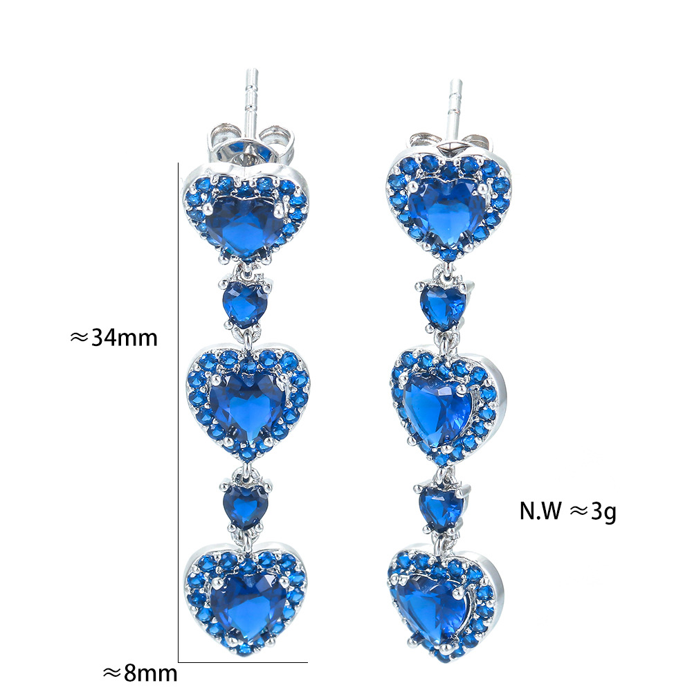 Women'S Gender Retro Geometric Heart Shape Copper Earrings Plating Zircon Copper Earrings