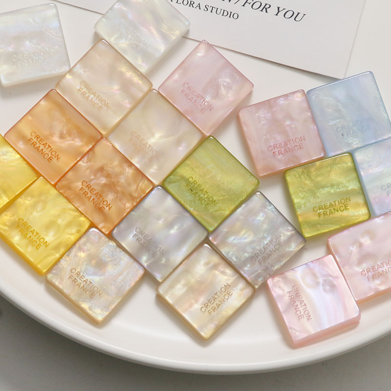 Spring and Summer Small Fresh Design Quicksand Colorful Letter Square Earrings Earrings Hair Accessories Women's DIY Jewelry Accessories Wholesale