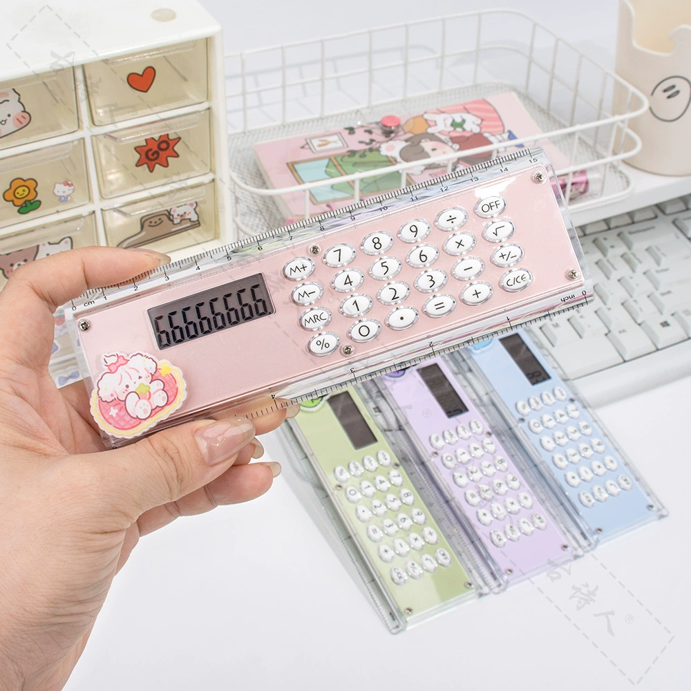 Креативный мультяшный линейный калькулятор Школьные принадлежности для детей мини-калькулятор симпатичный компьютер с высоким значением лица