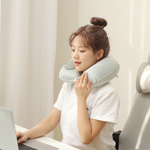 Inflatable pillow travel TPU pressure inflatable U-shaped pillow outdoor travel portable storage neck pillow travel three treasures