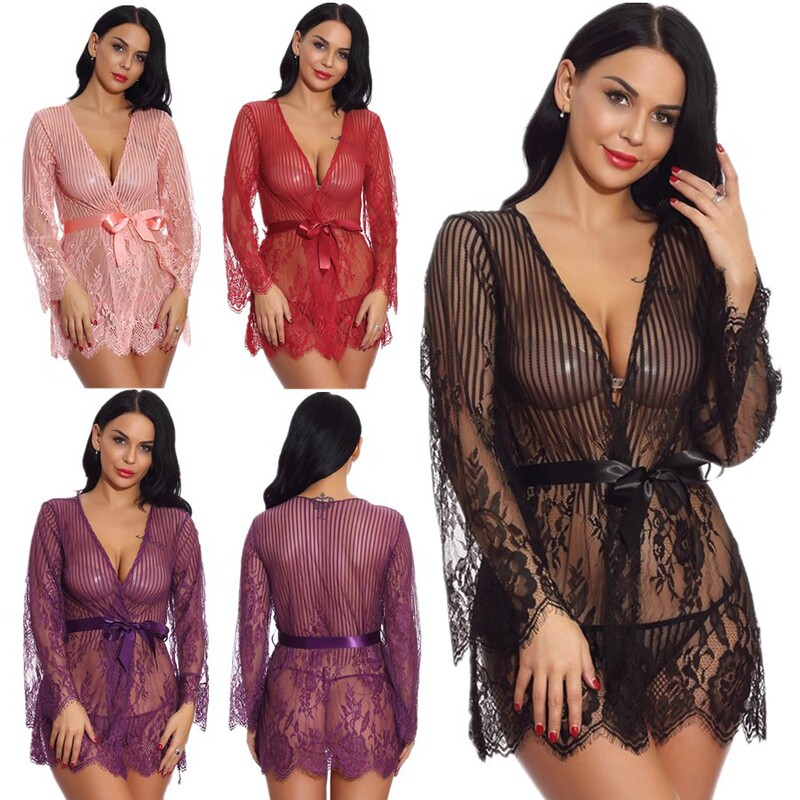 Summer New See-Through Lingerie, Sexy Lace Strap Nightgown, Hot-Selling Product on Aliexpress, Nightgown Supply