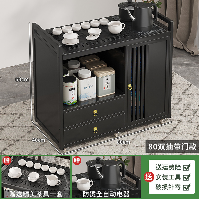 Mesa de té móvil balcón casa pequeña mesa de té carrito de té hervidor de agua integrado gabinete de té con ruedas mesa lateral de té juego de té traje