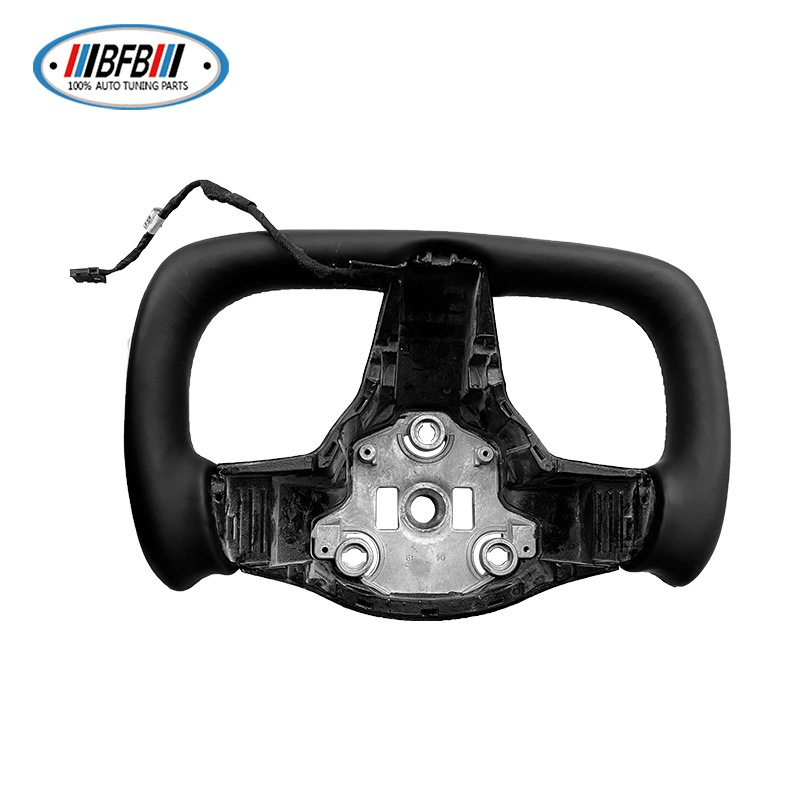 100% Real Carbon Fiber Yoke Steering Wheel - For Tesla Model 3 - Black Alcantara Leather, Aircraft Style
