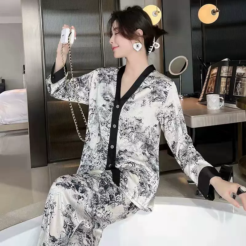 四件套睡衣女时尚批发夏季宽松舒适印花女士家居服套2025新款