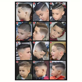 ✧男士发型图片理发店画美发店装饰画新潮发廊墙贴男士短发