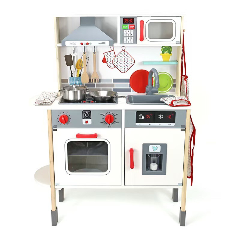 Juego de madera de simulación de casa de juegos para niños, sonido de madera, cocina eléctrica para bebés, comercio exterior, juguetes de cocina de jardín de infantes