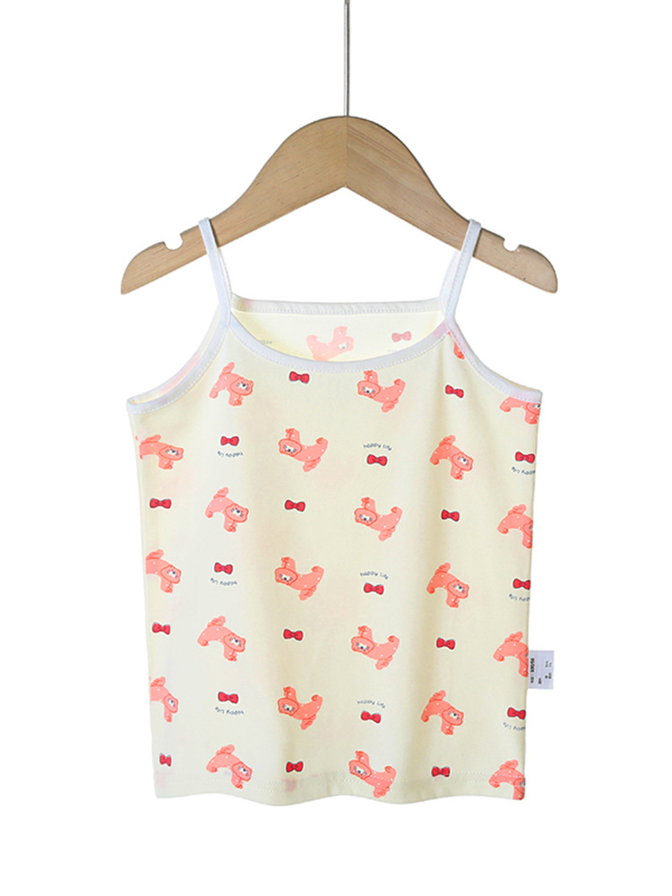Y Autumn/Winter New Pure Cotton Girls' Camisole Cartoon Undershirt for Baby Girls, Mid-To-Large Children's Belly-Protecting Underwear Homewear