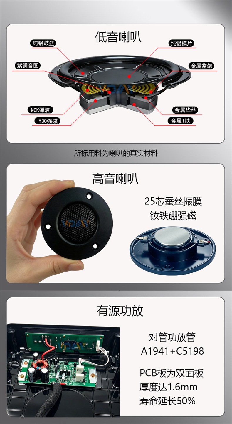 Aluminum alloy car-mounted ultra-thin subwoofer 12v24V Bluetooth active seat subwoofer under-seat car audio system