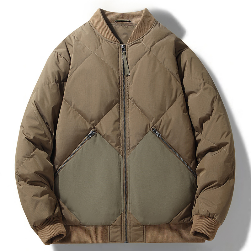 Herenkleding Heren Zijde katoenen jas korte stijl mode splitsen opstaande kraag dik warm nieuwe nationale standaard 90 eend Zijde katoenen trendy honkbaljack_voghion.com