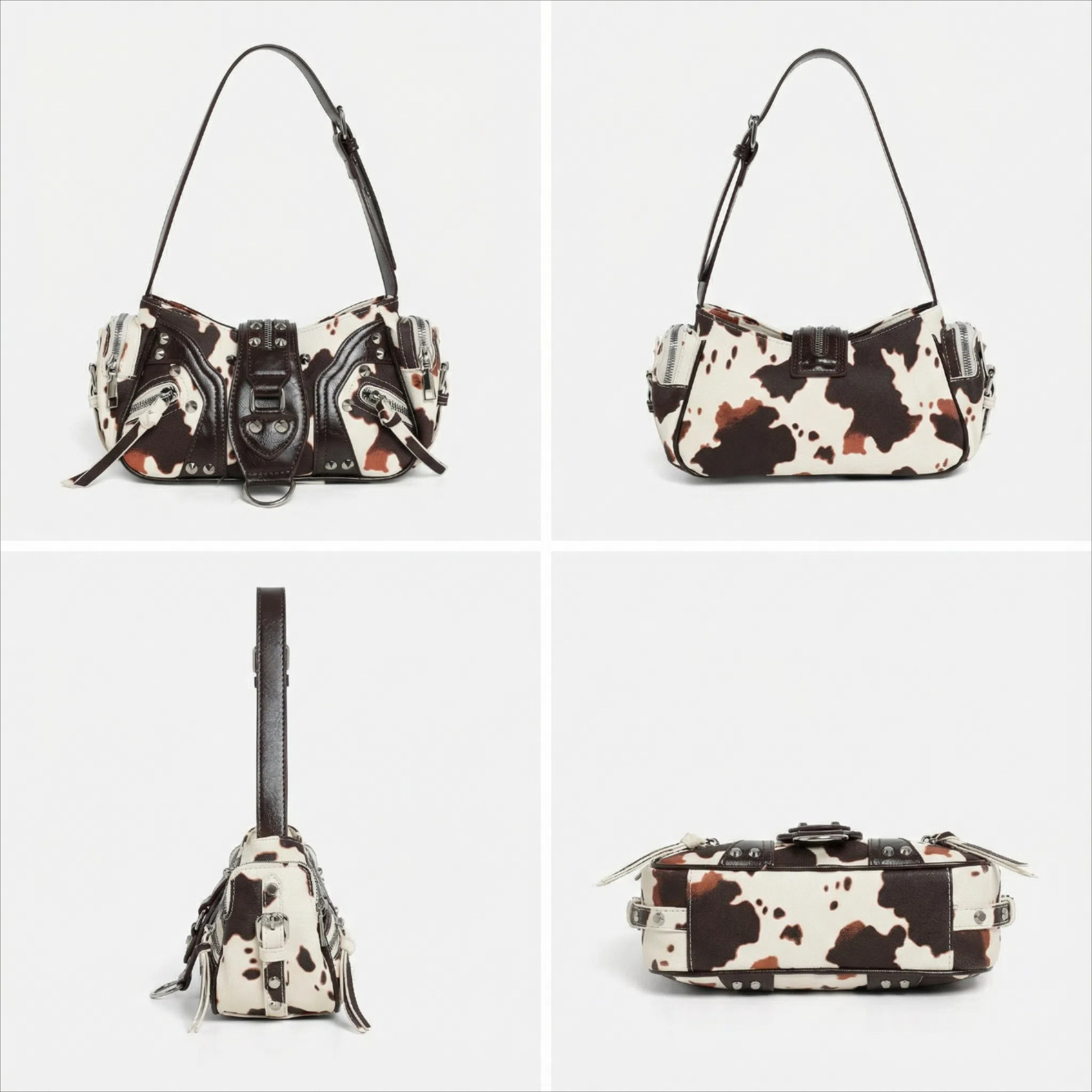 Nicho de diseño de chicas calientes retro Y2K cera de aceite de cuero hombro mochila de locomotiva brazalete de invierno nueva bolsa de hombro de mujer