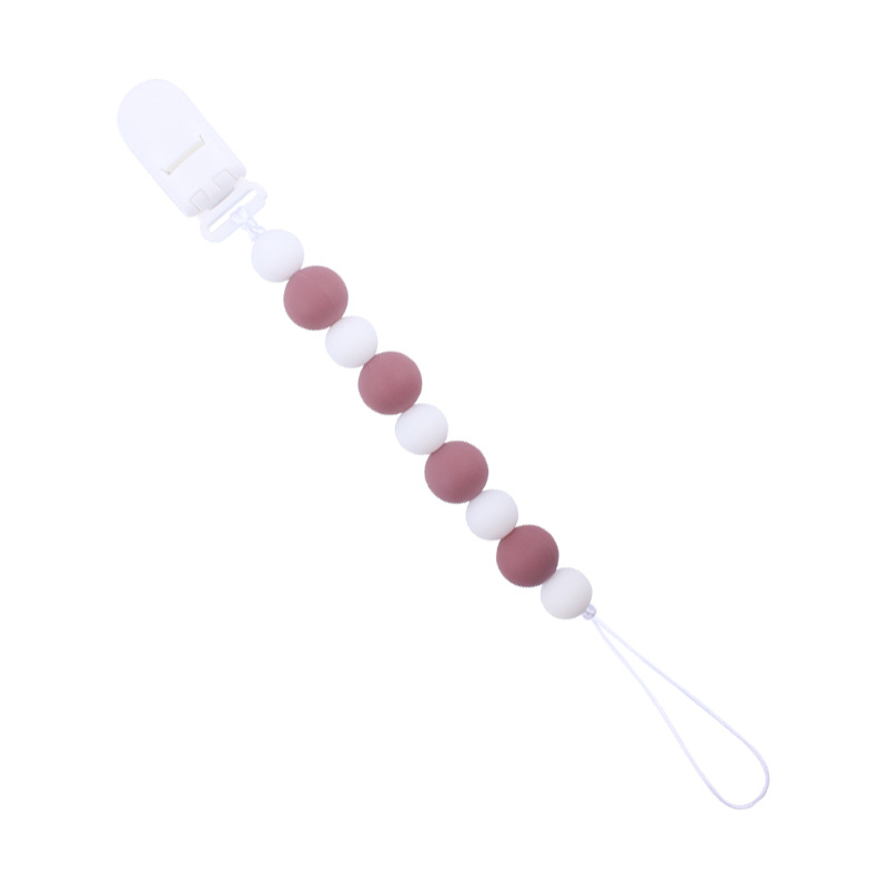 Nuevo bebé suministros de silicona chupete cadena calmante tamaño bebé cuentas mordedura pegamento molar anti-gota cadena AliExpress
