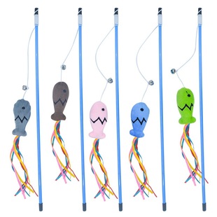 New Cat Toy Blue Rod Mint Ribbon Fish Amazon Cross-border Internet Celebrity Cat Stick Cat Crazy Toy Fish