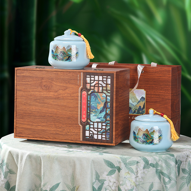 高档陶瓷罐茶叶包装盒空礼盒绿茶龙井通用古树红茶大红袍小种空盒