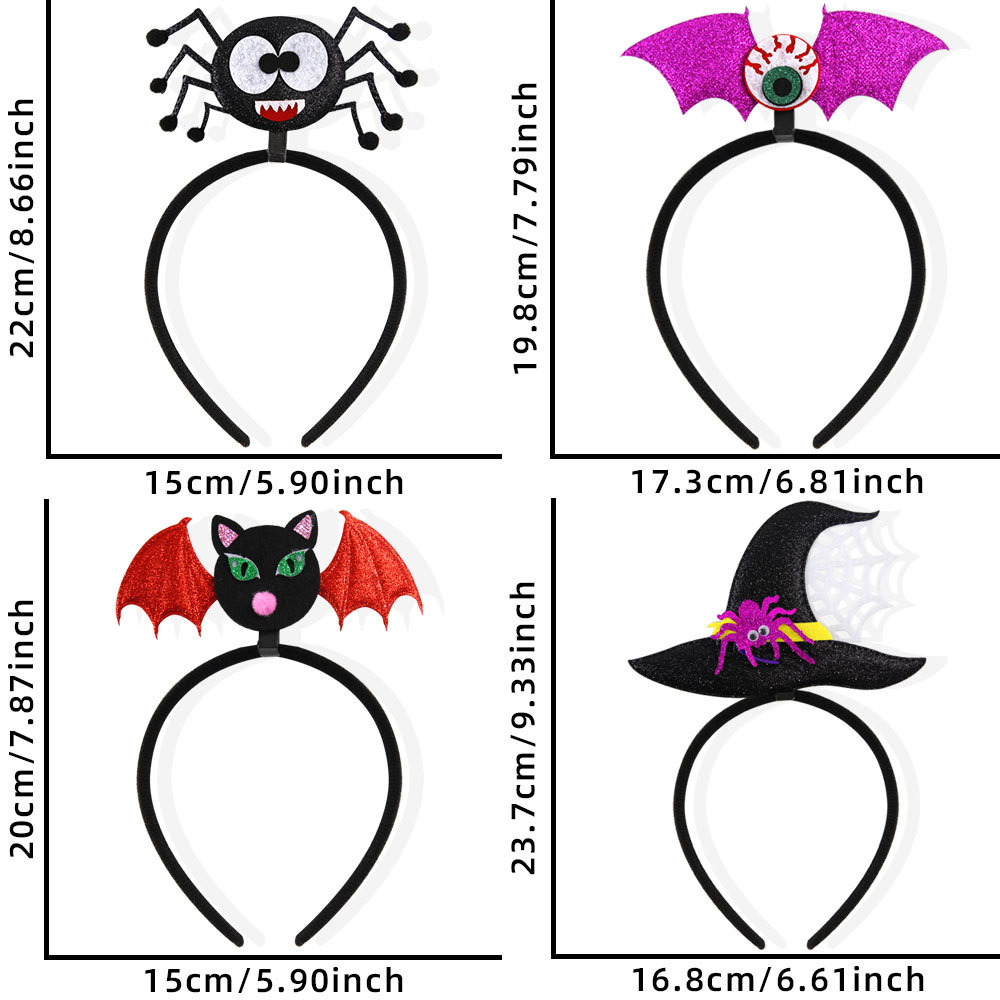 120g Weight headband, Glasses Event & Party Supplies 1 Piece Quantity Party, Festival Occasion Plastic, Felt cloth Material Halloween Festival Spider, Bat Pattern Cute Style Halloween Cute Spider Bat Plastic Felt Cloth Party Festival Headband Glasses 4