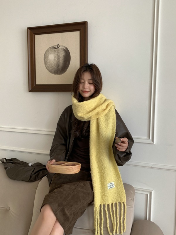 软糯针织围巾女2025新款羊毛混纺秋冬韩系氛围感披肩保暖情侣围脖|undefined