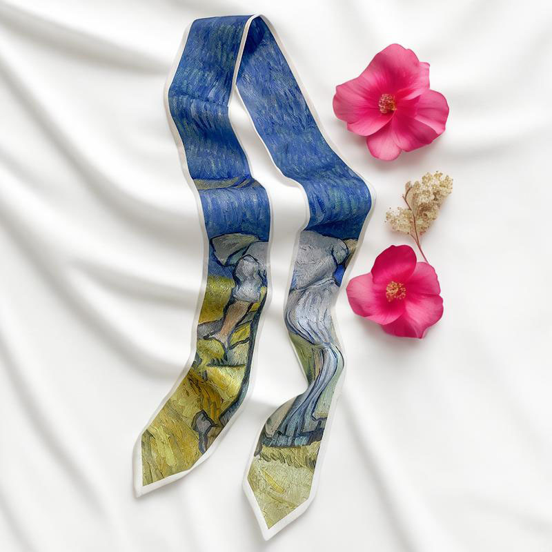 25g Weight Silk Scarf Classification Holiday, Daily, Selfie Occasion Satin Material Flower Pattern Summer Season Women's Gender Fairy Style, Sweet Style Women's Fairy Style Sweet Flower Satin Silk Scarf 1