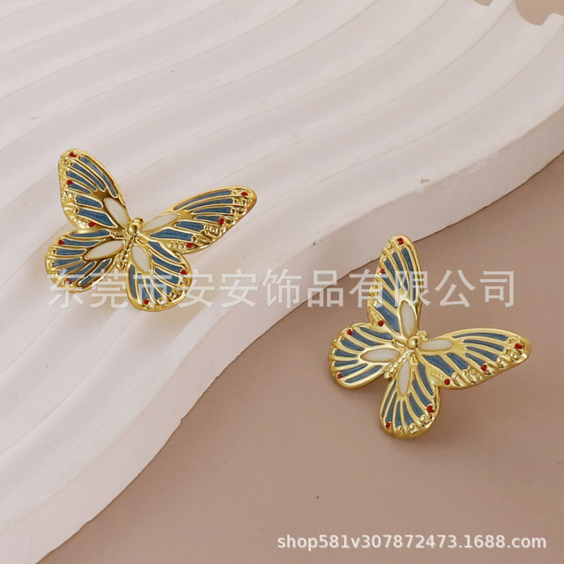跨境时尚不锈钢新款滴油蝴蝶海星耳环轻奢高级感百搭耳饰批发|undefined