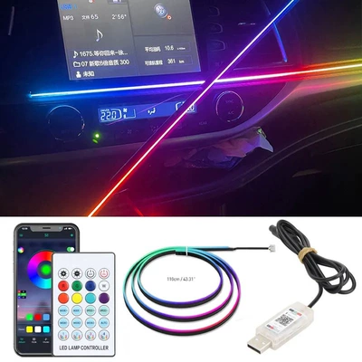Cross-Border Exclusive Supply of Car Ambient Lights, USB Fantasy Color Interior Decoration Lights, Universal Led Acrylic Dashboard Lights (Other lights) - three-control-app-remote-control-110cm1-drag-one