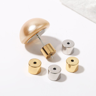 18K Color-Preserving Cylindrical Fashionable Metal Silicone Ear Plugs Cross-Border Anti-Falling Ear Stud Plugs Handmade DIY Ear Accessories