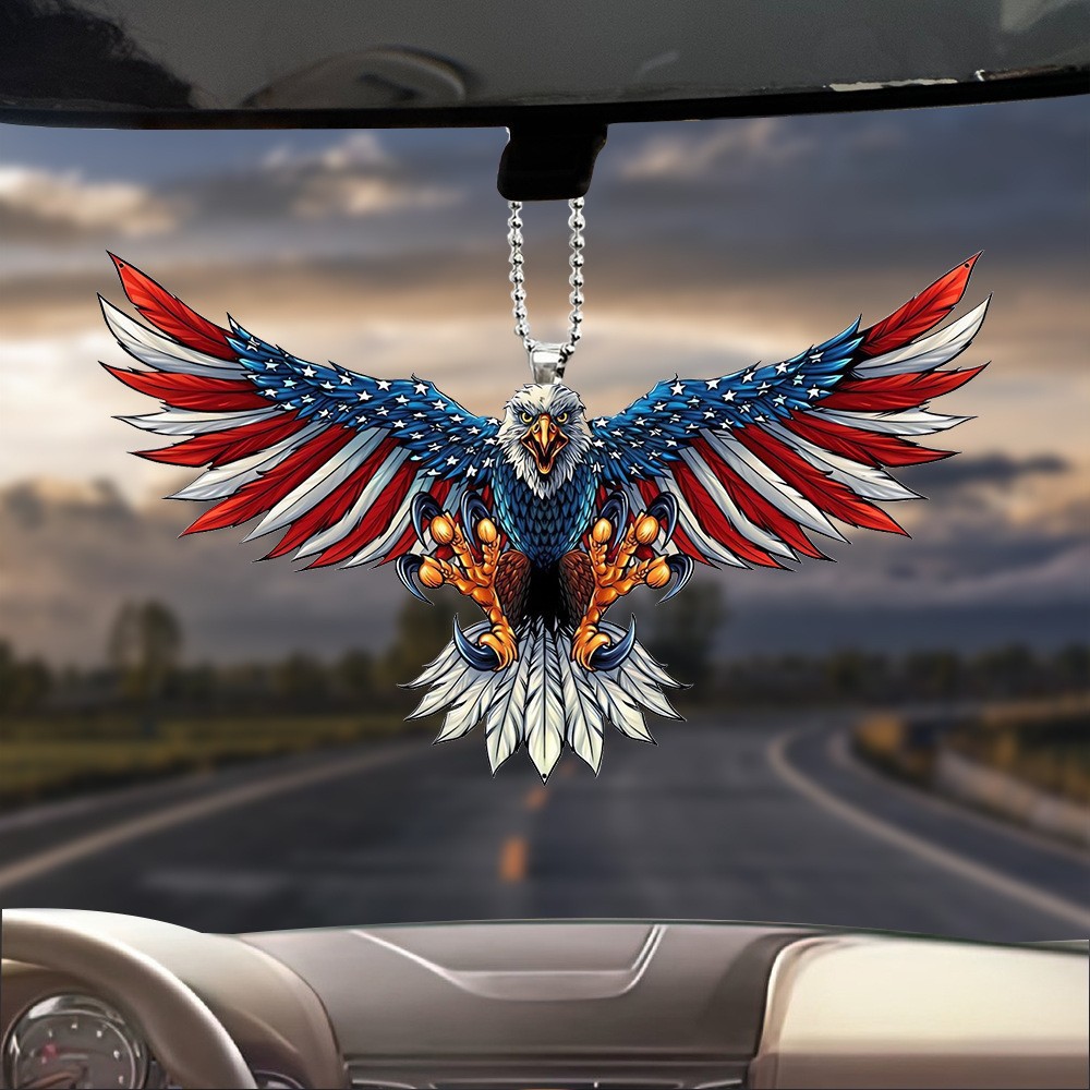 Nuevo cross-border bandera de Estados Unidos Eagle automóvil interior colgante espejo retrovisor colgante decoración de llaveros de forma especial colgante