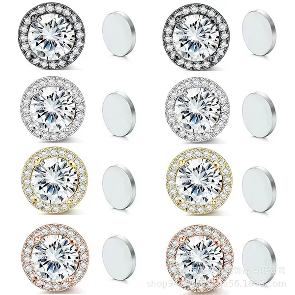 TikTok Live Selling Fashion Mosan Diamond Full Diamond Round Bag Earrings Earrings Women Accessories Earrings Men and Women