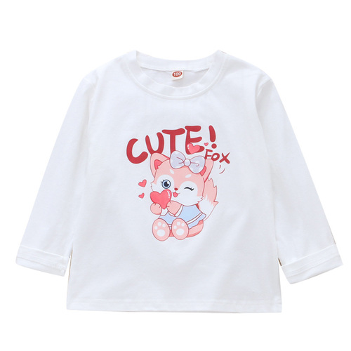 Children's autumn clothing new little girl long-sleeved girl's bottoming shirt spring and autumn inner T-shirt cartoon print