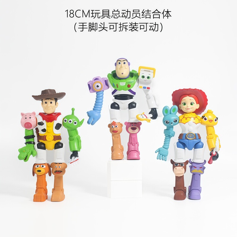 Toy Story Figures Woody, Jessie, and Buzz Lightyear Combined with Robot Assembly Figures and Peripheral Model Ornaments Toy Story Figures Woody, Jessie, and Buzz Lightyear Combined with Robot Assembly Figures and Peripheral Model Ornaments