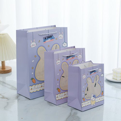 New transparent window gift bag gift box handbag jewelry boutique shopping paper bag children's gift packaging bag