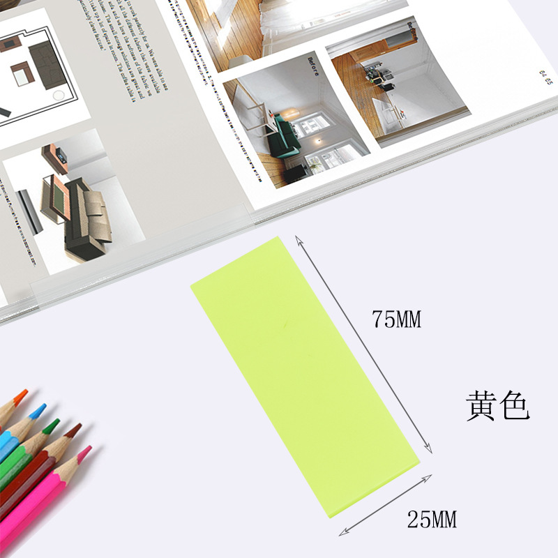 Bloc de notas colorido fluorescente para mascotas, fuerte viscosidad, impermeable, transparente, nota adhesiva, ladrillo adhesivo de índice de alto valor para estudiantes