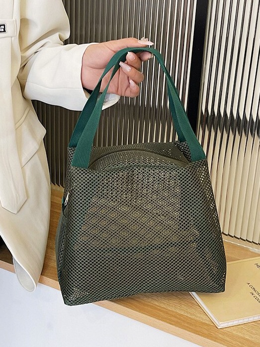 越境化粧バッグ新型網紗洗面バッグ大容量半透かし通気収納バッグ網目水漏れ風呂バッグ|undefined