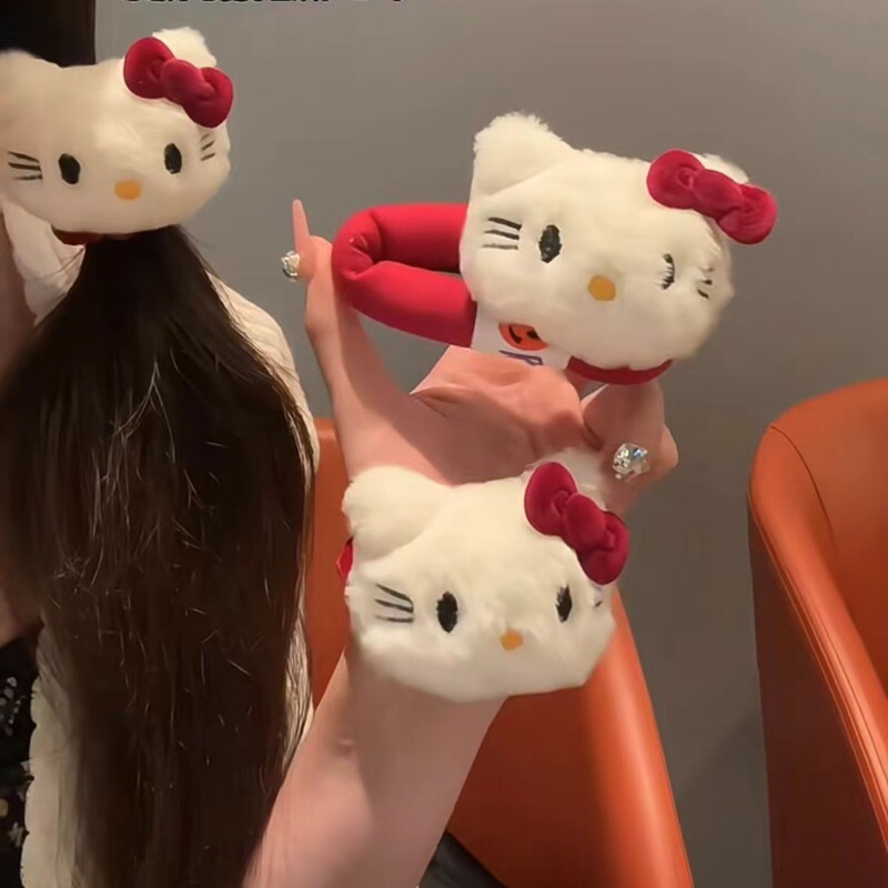 New Year's Cute Plush Cat Red Bow Velvet Hairpin BB Clip Atmosphere Hairpin Large Hair Accessories New Year's Cute Plush Cat Red Bow Velvet Hairpin BB Clip Atmosphere Hairpin Large Hair Accessories