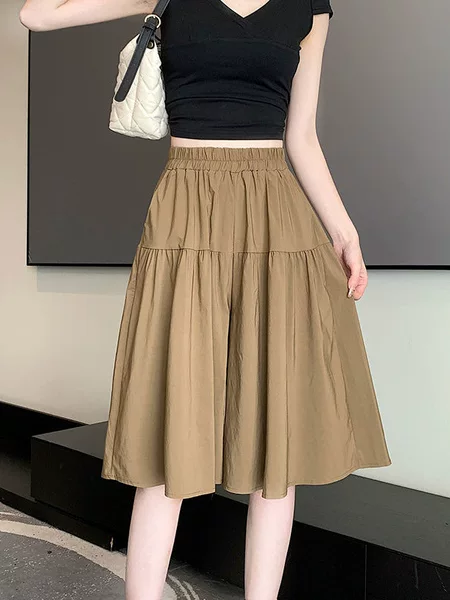 Ice Silk Shorts for Women, Summer Thin Casual High-Waisted Shorts, Plus Size Loose Skirt Pants, Slimming and Leg-Lengthening