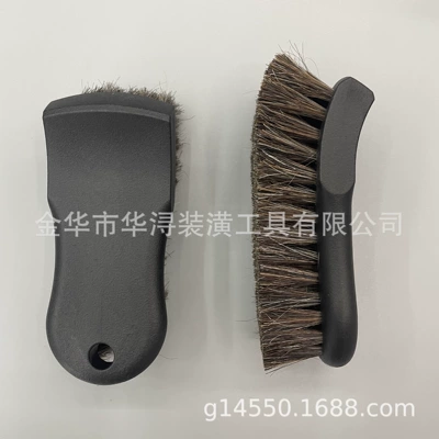 Horsehair Brush for Car Interior Cleaning, Used for Cleaning and Reducing Leather Wear in Car Detailing (Car cleaning tools) - black