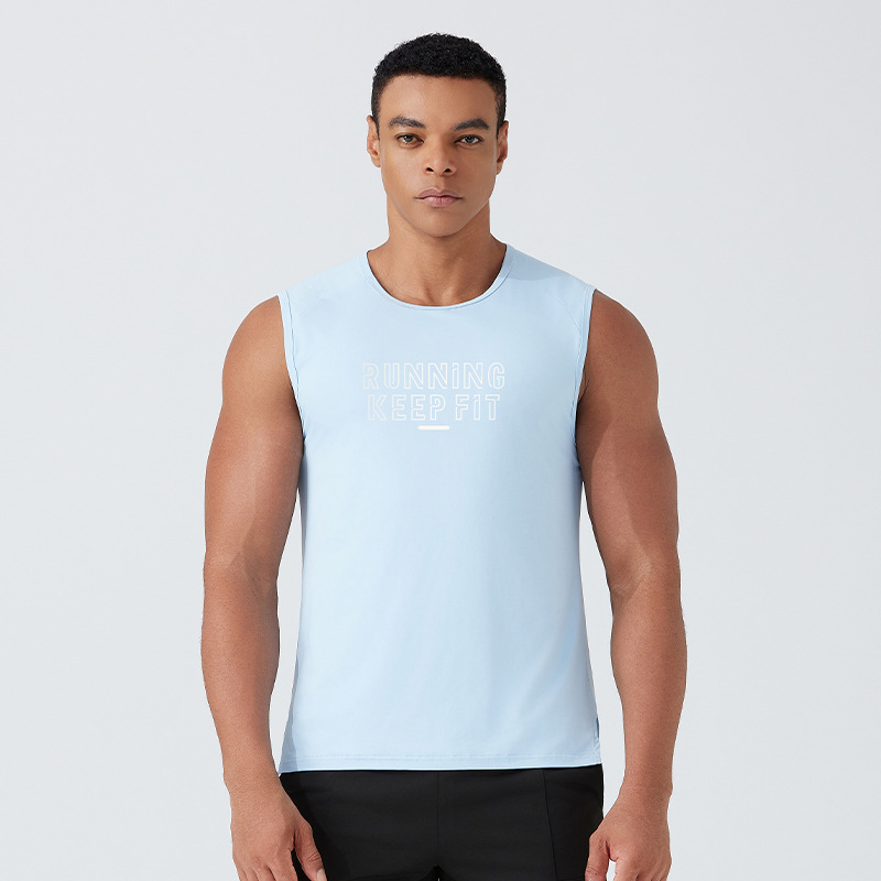 Verano transfronterizo nuevo chaleco de hombre rápido secado ventilador camiseta deportiva al aire libre de entrenamiento físico sin mangas fabricante de camisetas