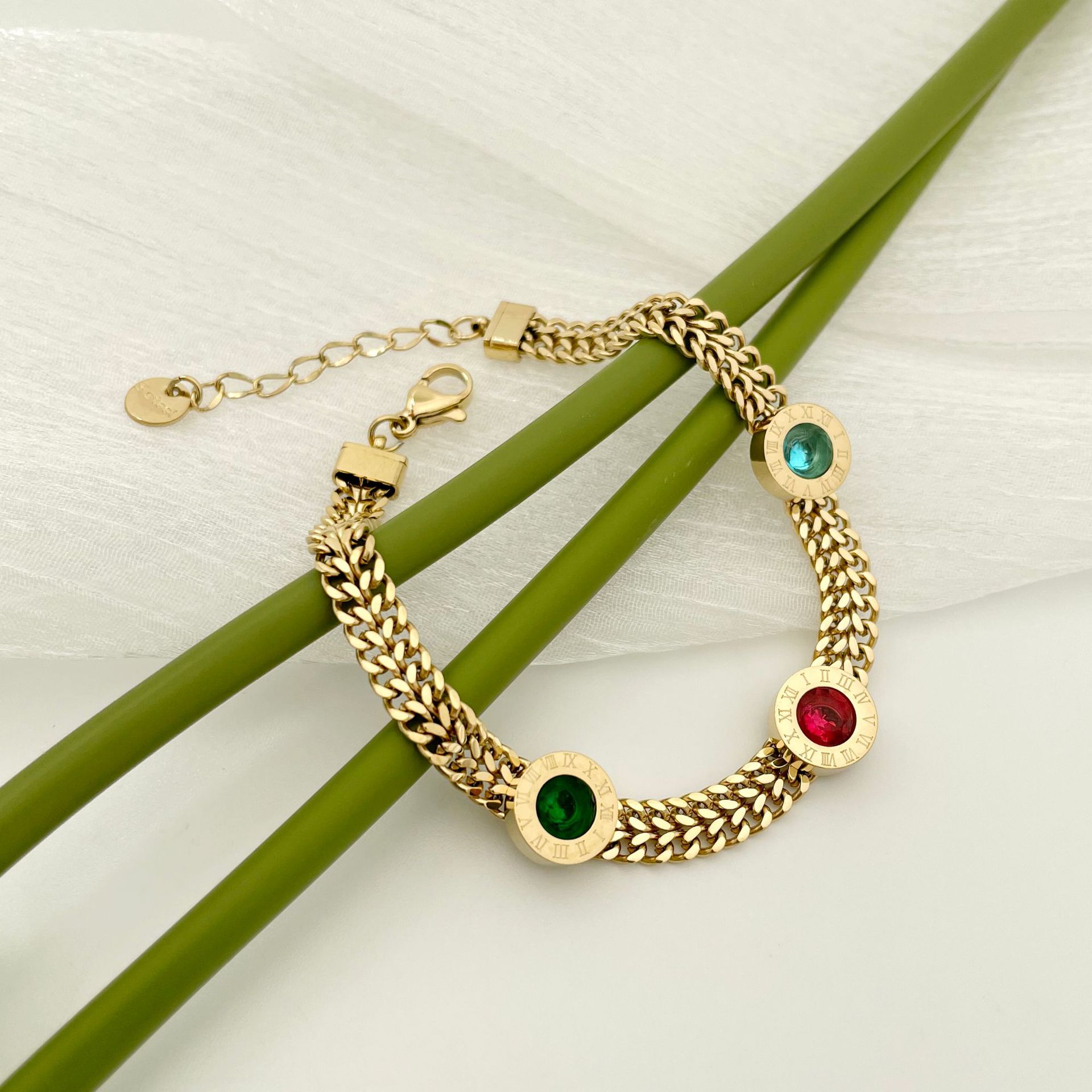 Fashion Geometric Stainless Steel Plating Zircon Bracelets