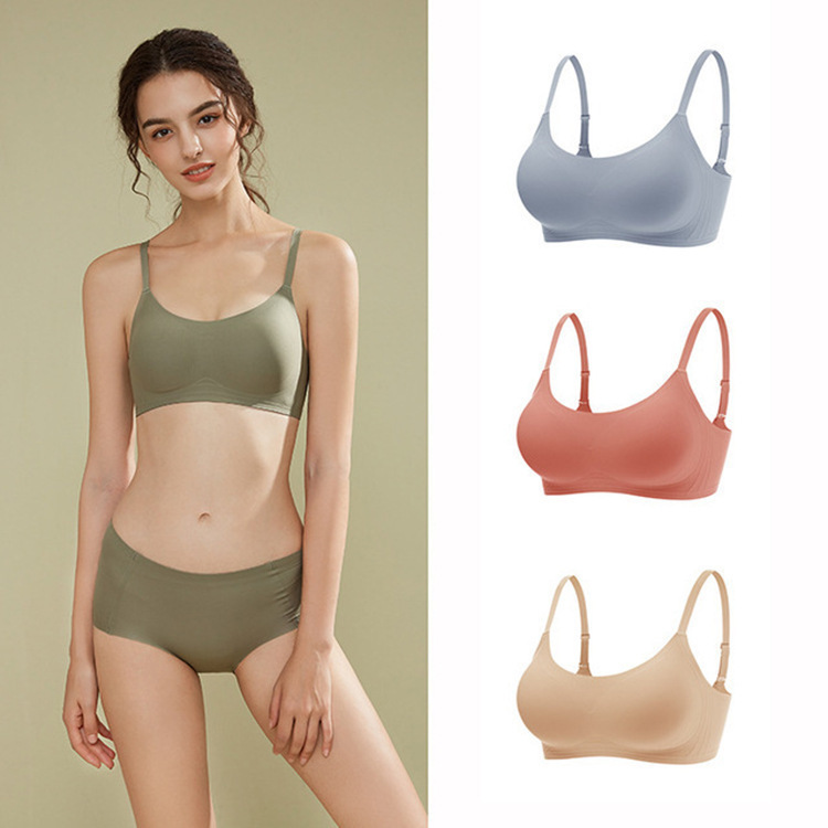 New One-Piece Small Bust Push-Up Seamless Bra with Removable Padding, Wireless, Side Support, Full Coverage Bra for Women
