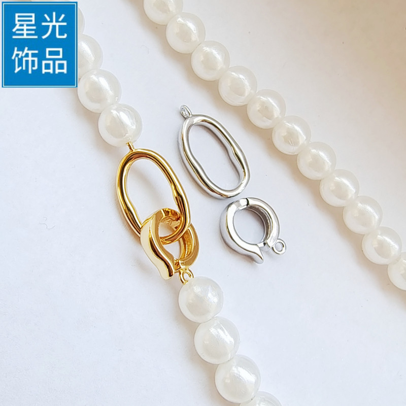 DIY Accessories Metal Jewelry Buckle Head Jewelry Jade Pearl Necklace Buckle Bracelet Sweater Chain Buckle Necklace Button