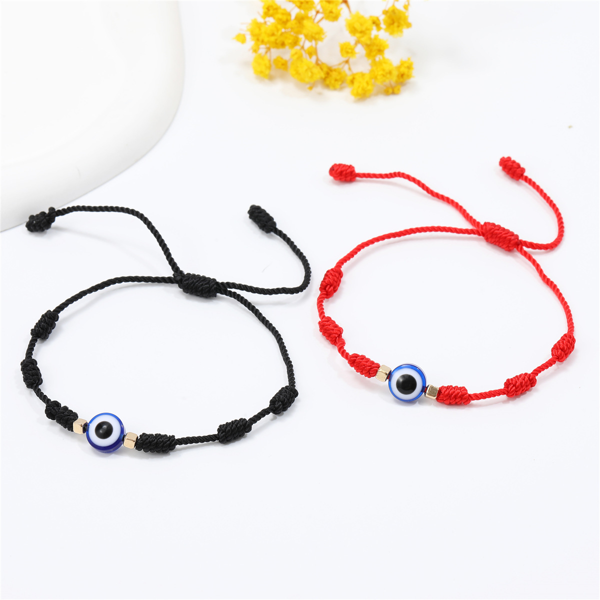 Cross-border Europe and the United States hot devil's eye red rope knot woven bracelet evil blue eyes lucky hand rope wholesale