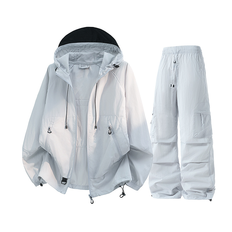 New Summer Sun Protection Clothing Set for Women, Summer Outdoor Anti-Uv Thin Quick-Drying Mountaineering Sportswear Two-Piece Set