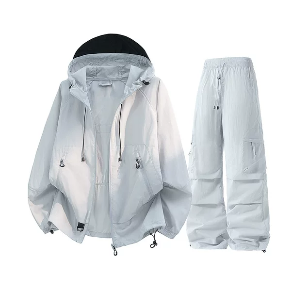 New Summer Sun Protection Clothing Set for Women, Summer Outdoor Anti-Uv Thin Quick-Drying Mountaineering Sportswear Two-Piece Set