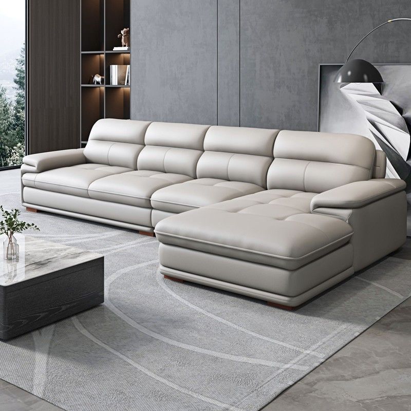 Modern Minimalist Top-Grain Leather Sofa for Living Room, Left and Right Chaise Longue, Suitable for Large and Small Spaces, Nordic Leather Sofa Set Factory