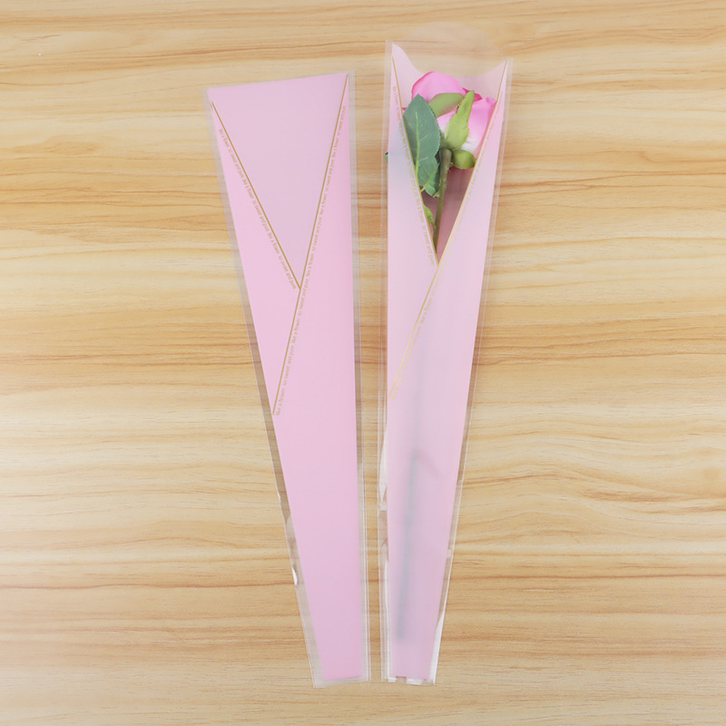 Bolsa de Plástico OPP para Ramo de Flores con Diseño de Corona y Rosa Individual para el Día de San Valentín, Venta al por Mayor