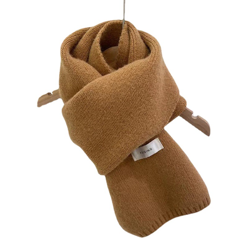 Scarf for Women 2025 New K-Style Winter Ins Style Pure Color Knitted Warm and Versatile Student Winter Small Scarf for Men