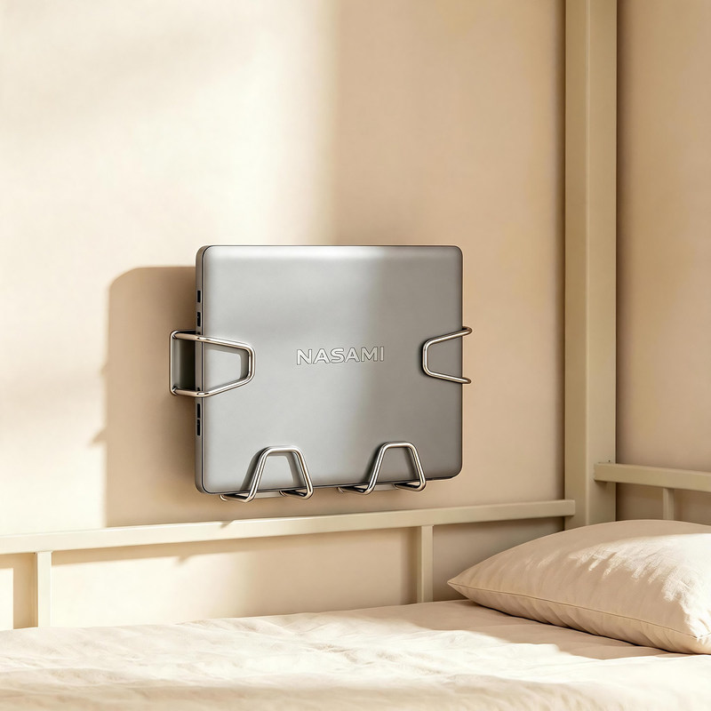 Laptop storage rack, bedside wall-mounted computer stand, bedside tablet holder, wall-mounted organizer