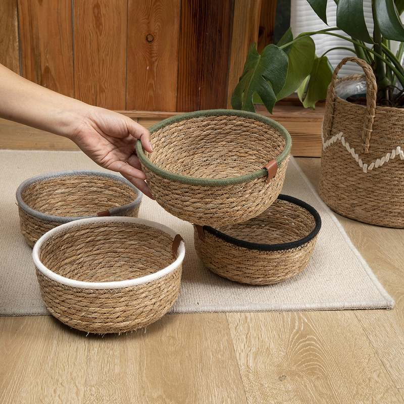 Cotton thread cattail woven storage basket pastoral living room sundries storage basket bathroom desktop cosmetics accessories storage basket